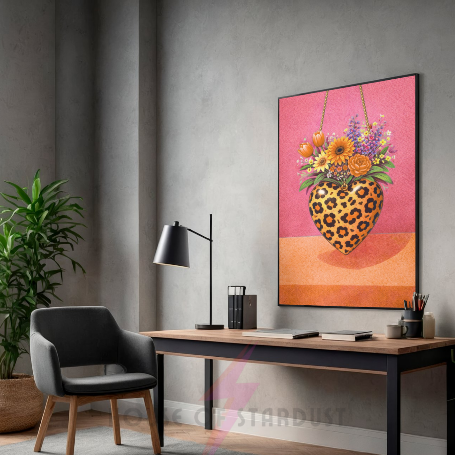 Bold peach and coral leopard print | Funky floral blooms flower print