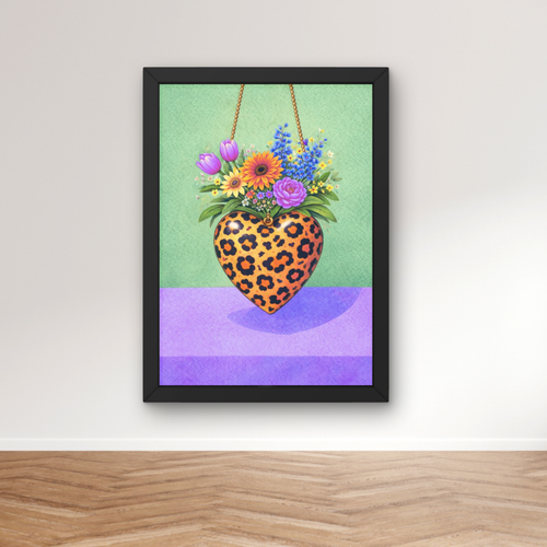 Bold mint and lilac leopard print | Funky floral blooms flower print