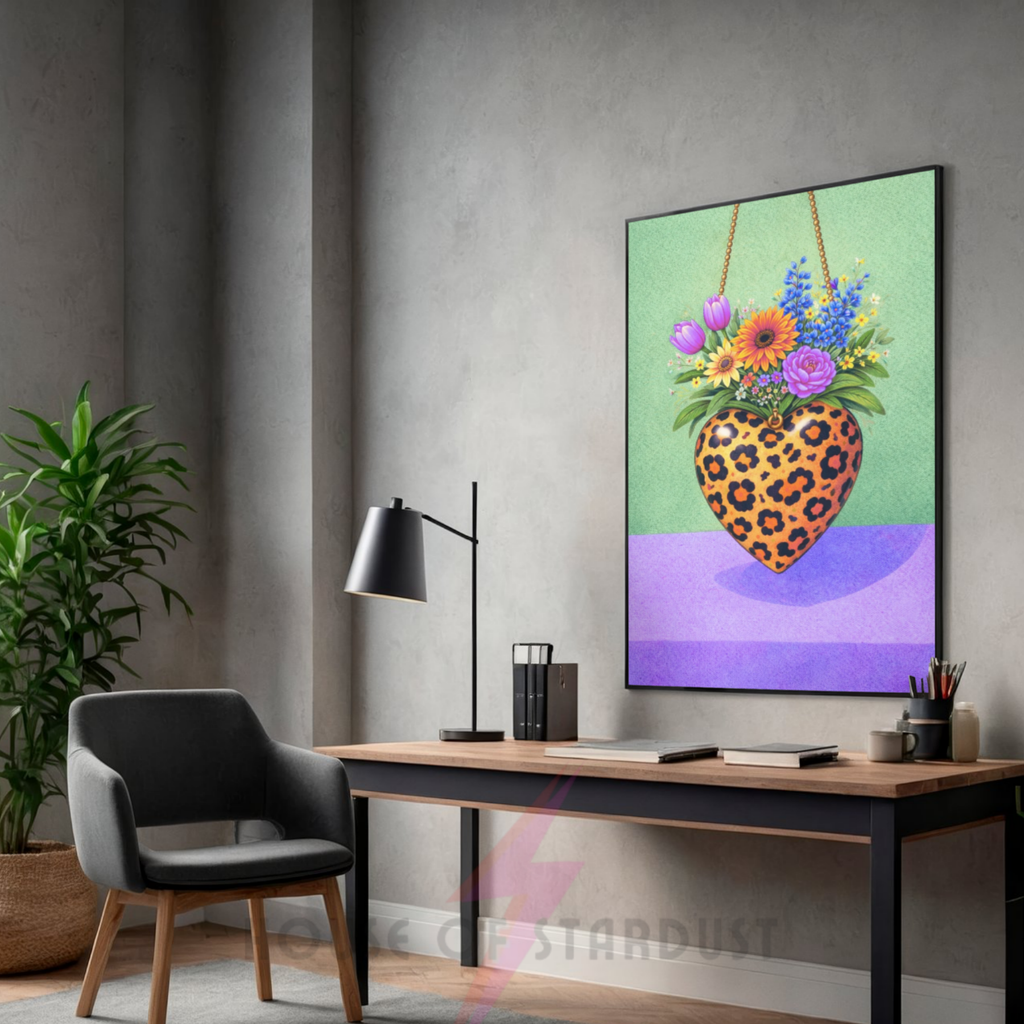 Bold mint and lilac leopard print | Funky floral blooms flower print