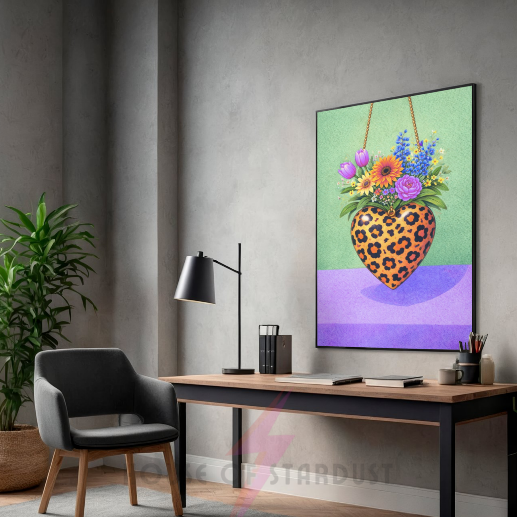 Bold mint and lilac leopard print | Funky floral blooms flower print