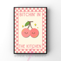 Bitchin' in the kitchen| Kitsch Kitchen checkerboard pastels collection print
