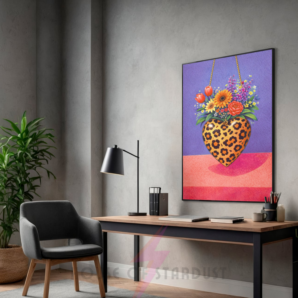 Bold purple and coral leopard print | Funky floral blooms flower print