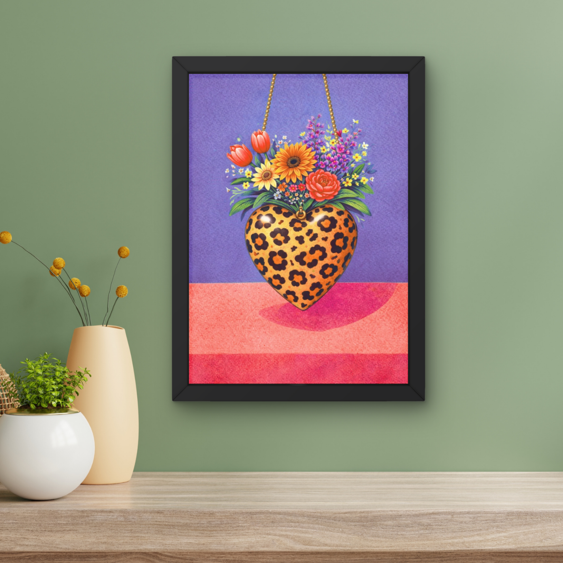 Bold purple and coral leopard print | Funky floral blooms flower print