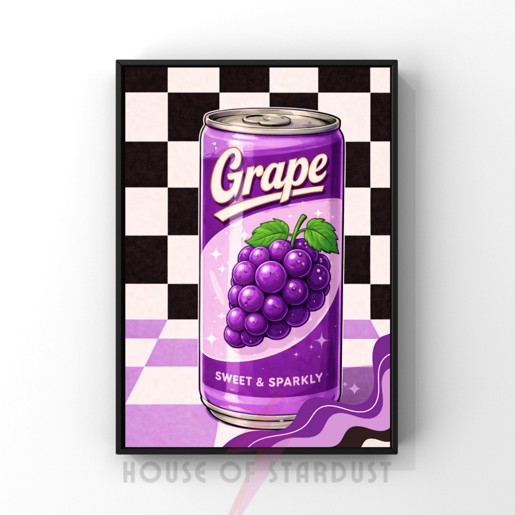 grape soda pop |  Retro checkerboard diner art print
