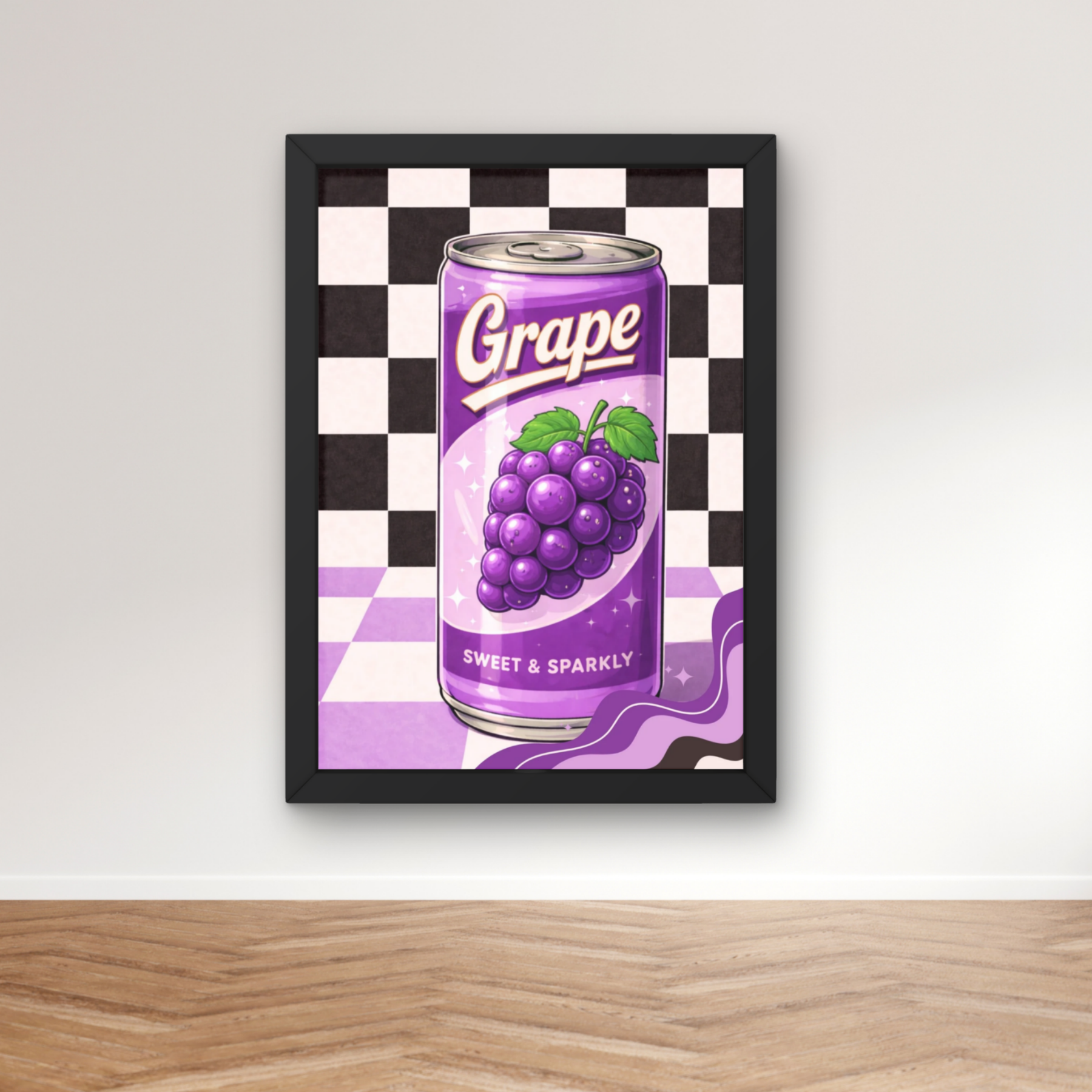 grape soda pop |  Retro checkerboard diner art print