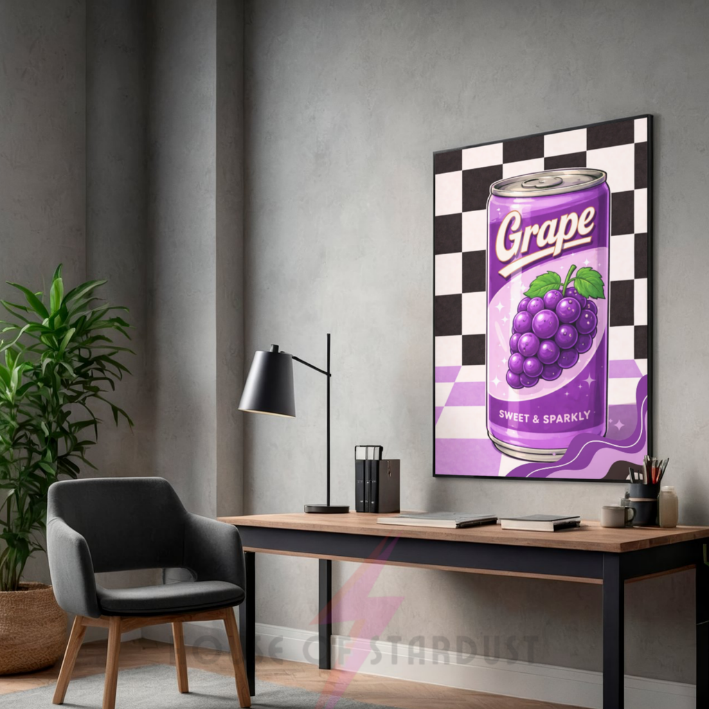 grape soda pop |  Retro checkerboard diner art print