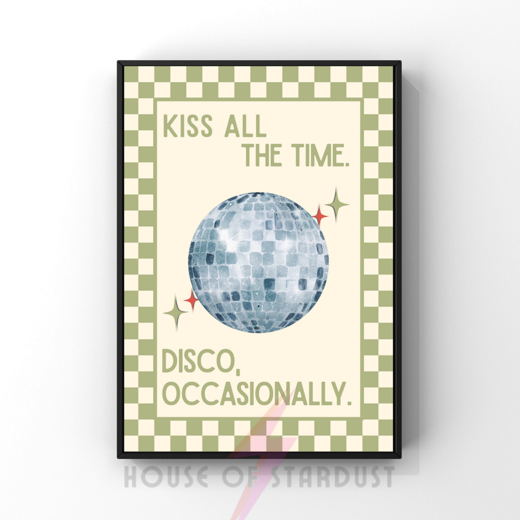 Kiss all the time, disco  |checkerboard pastels collection print