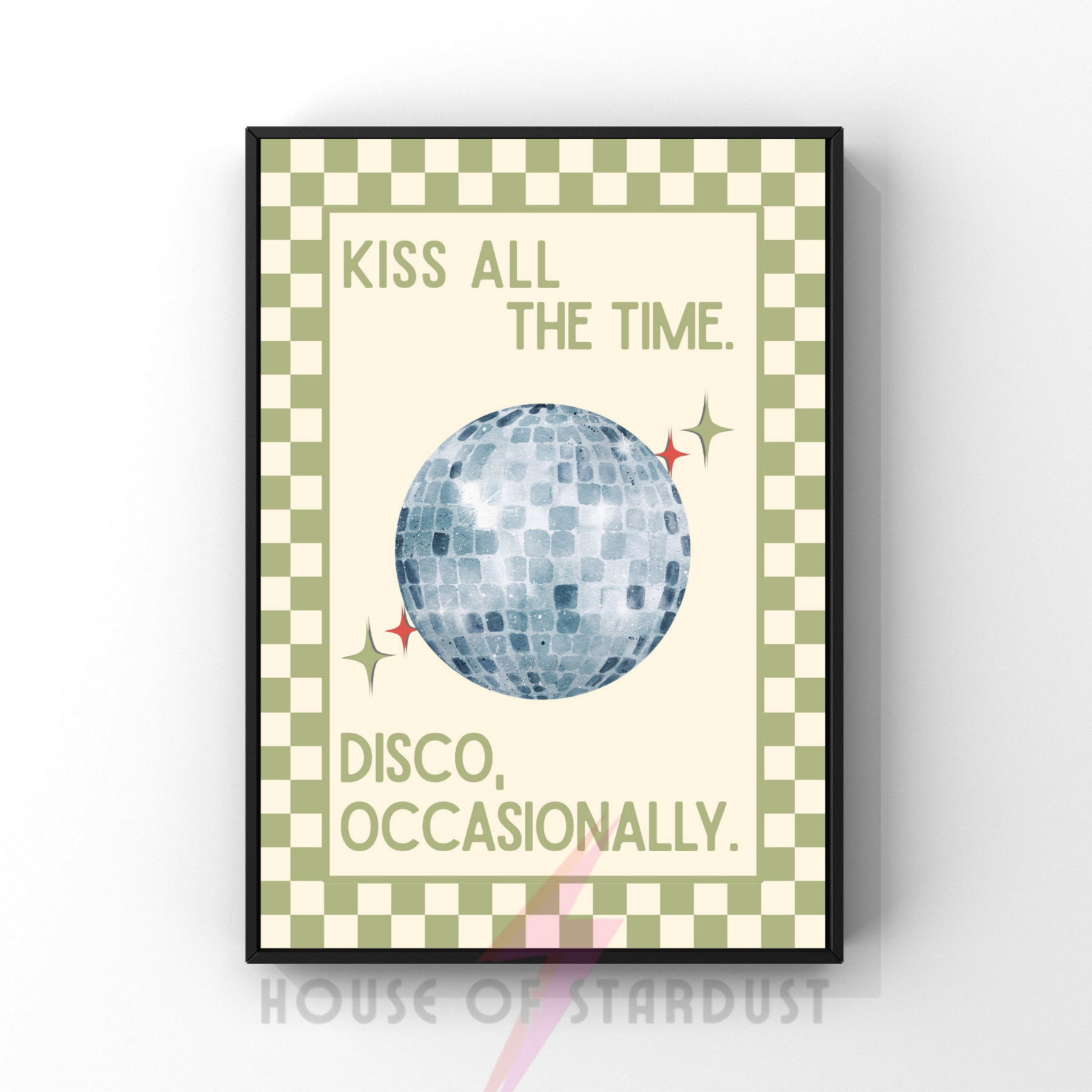 Kiss all the time, disco  | Harry inspired checkerboard pastels collection print