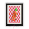 Add More Spice Hot Sauce Print – Bold Funky Kitchen Wall Art | Checkerboard HD Maximalist Decor A4 A3 A5 A1 A2