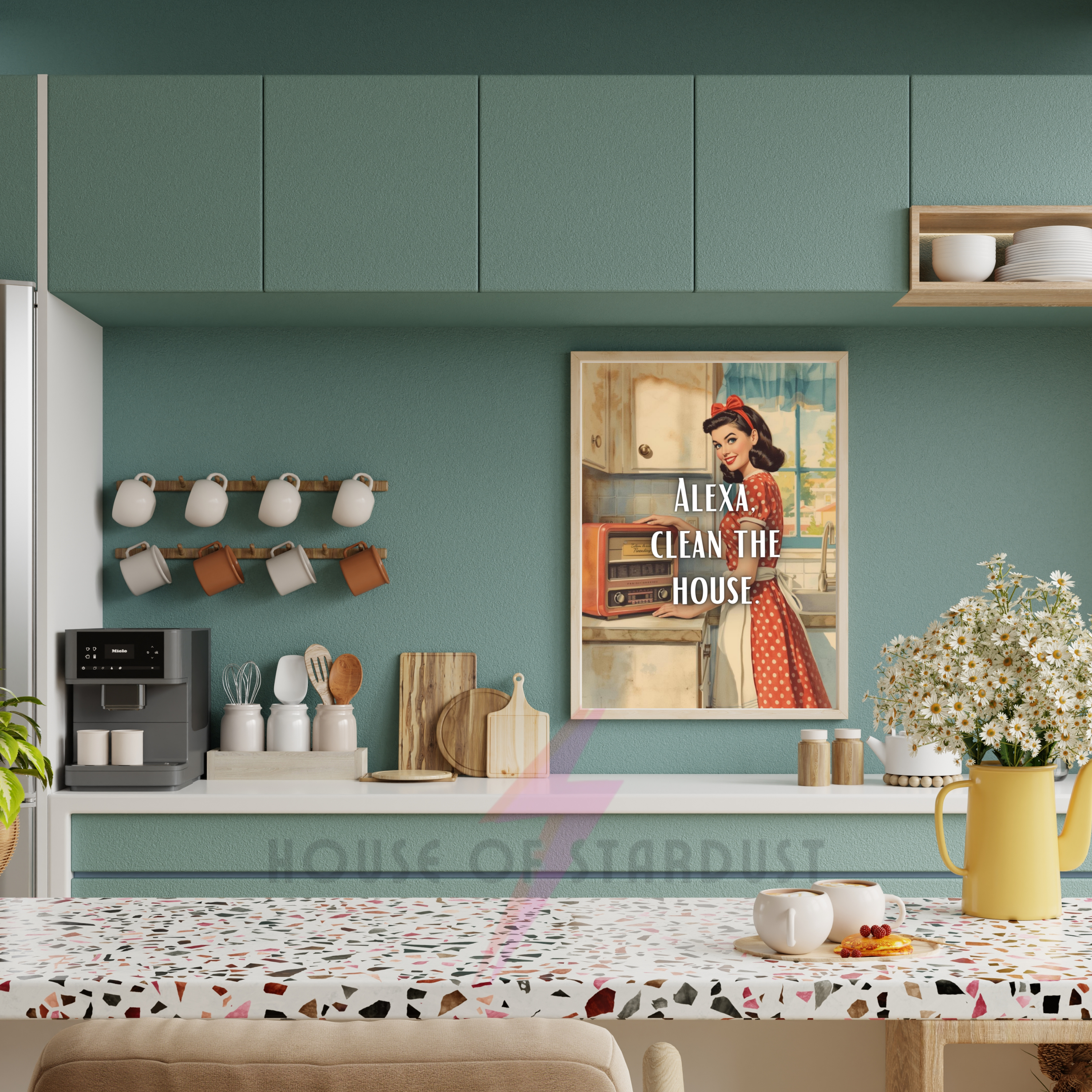 Alexa, clean the house! | Retro feminist Housewife Humour Print