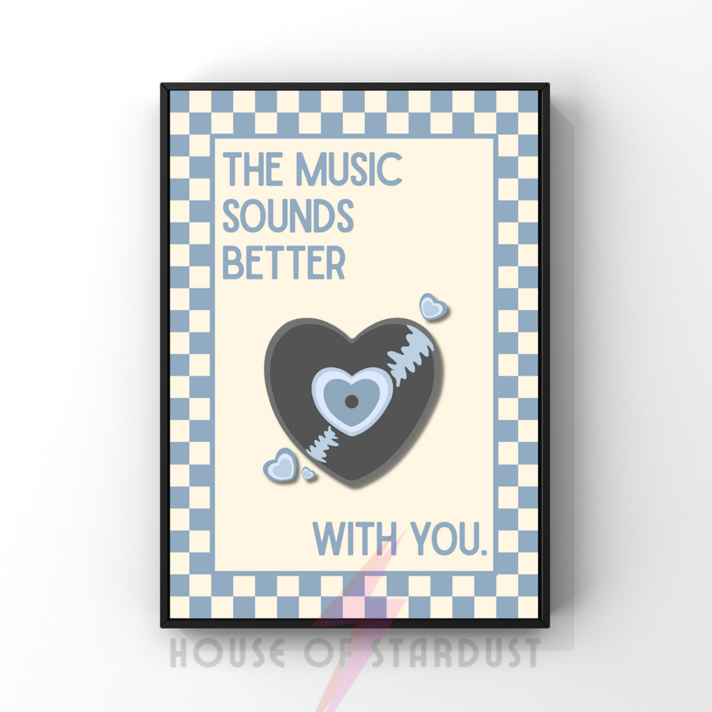 Music sounds better with you | checkerboard pastels collection print