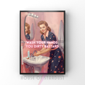 wash your hands | Retro feminist Housewife Humour bathroom  Print