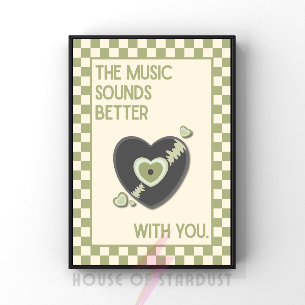 Music sounds better with you | checkerboard pastels collection print