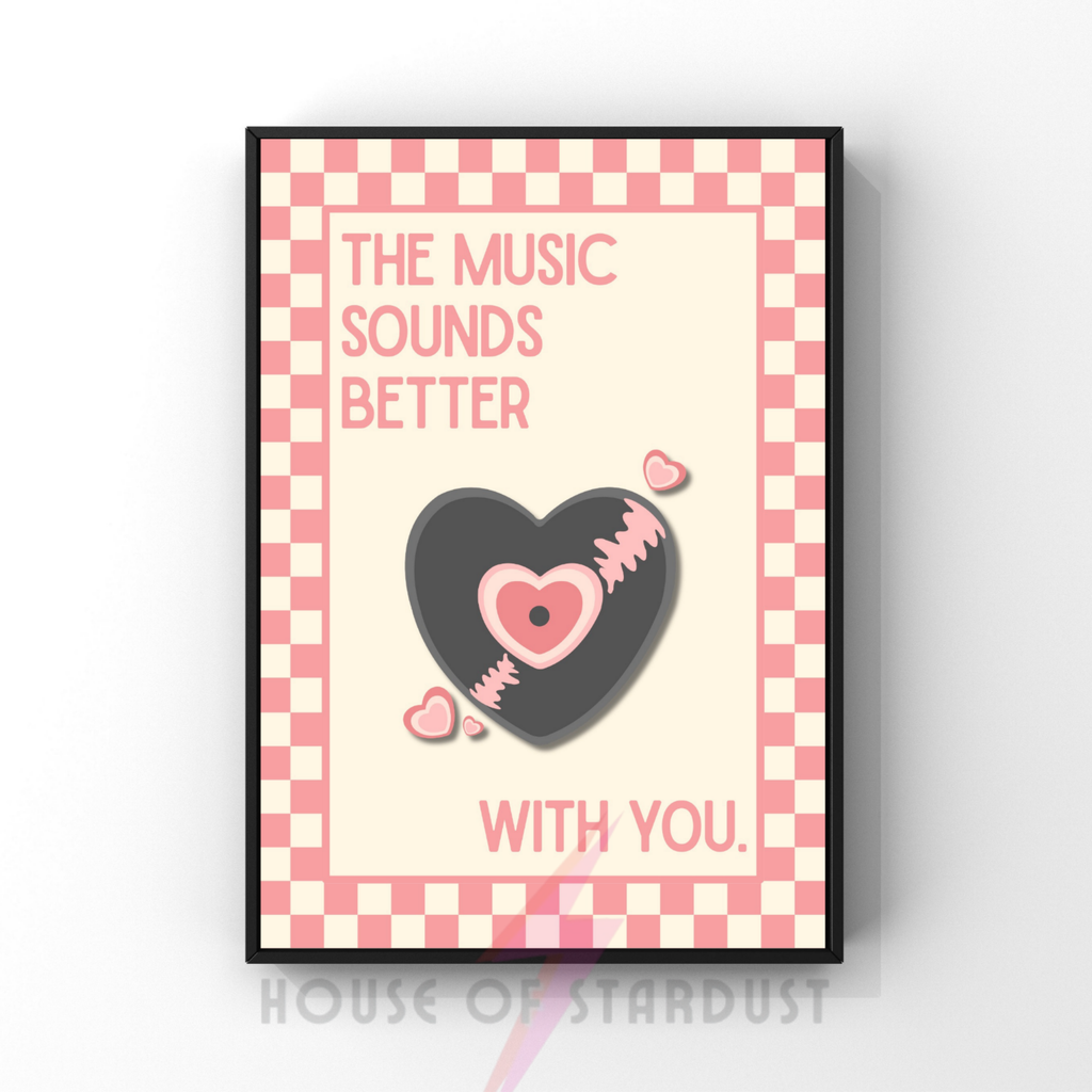 Music sounds better with you | checkerboard pastels collection print