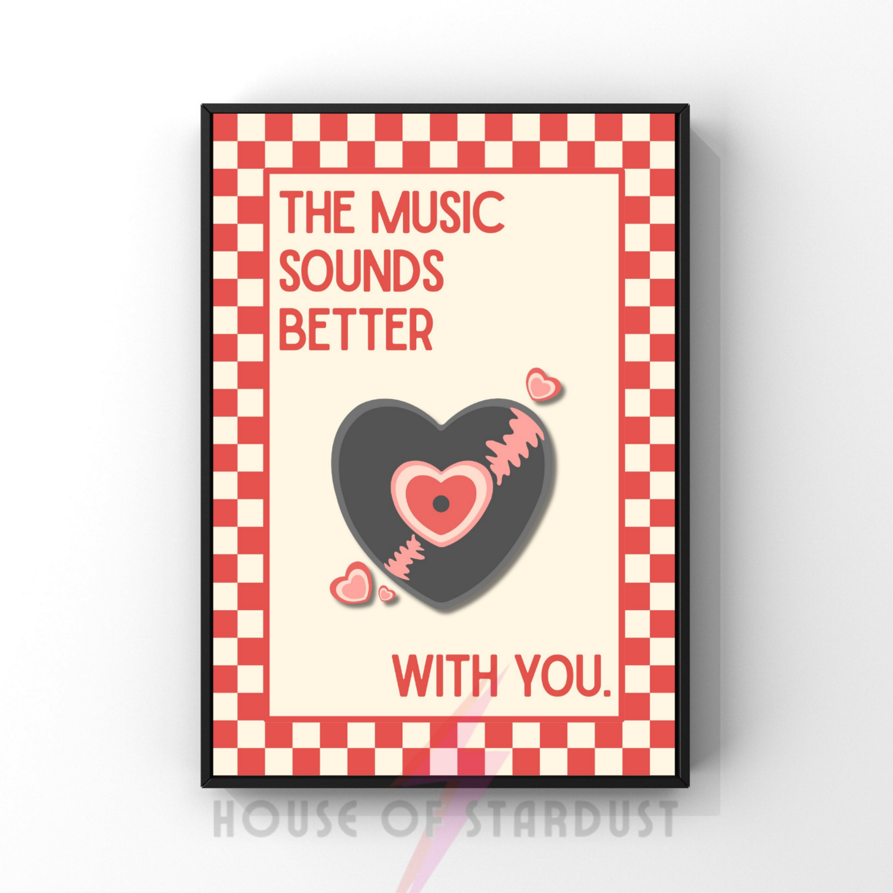 Music sounds better with you | checkerboard pastels collection print