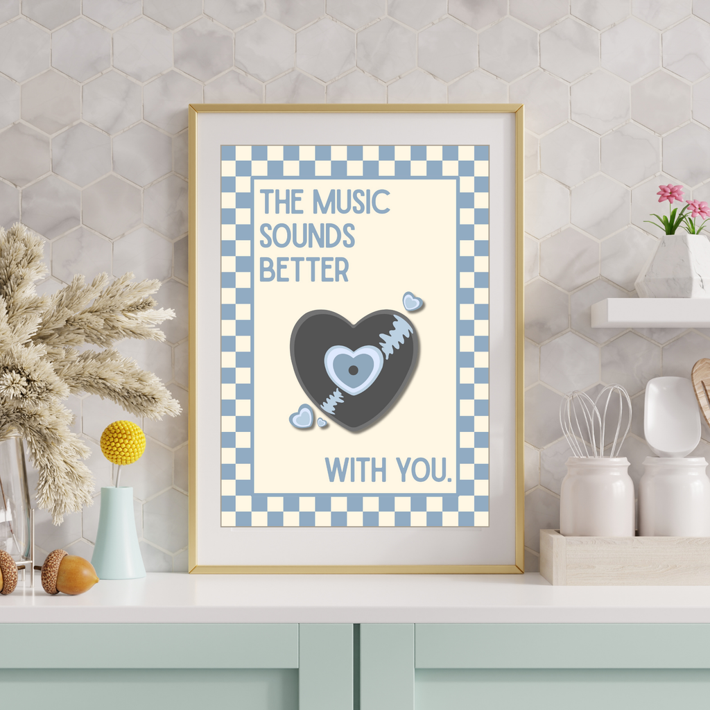 Music sounds better with you | checkerboard pastels collection print