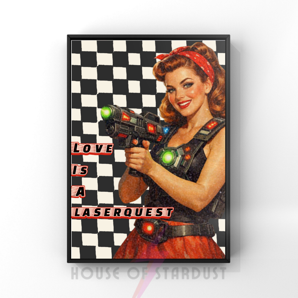 Love is a laserquest  | checkerboard Music Print