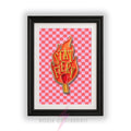 Stay Fiery Matchstick Print | Motivational Quote Wall Art | Pink Checkerboard HD Maximalist Decor A4 A3 A5 A1 A2