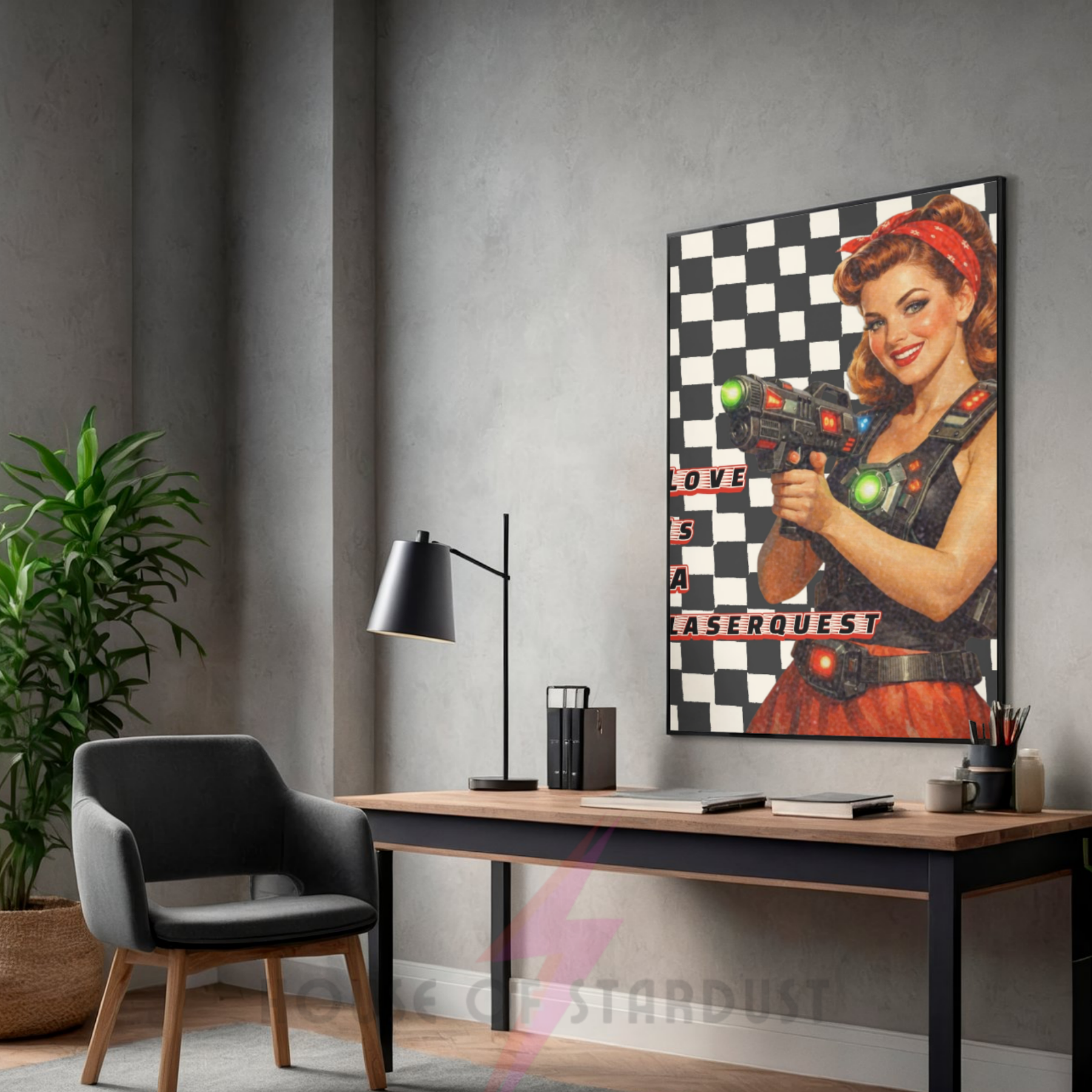 Love is a laserquest  | checkerboard Music Print