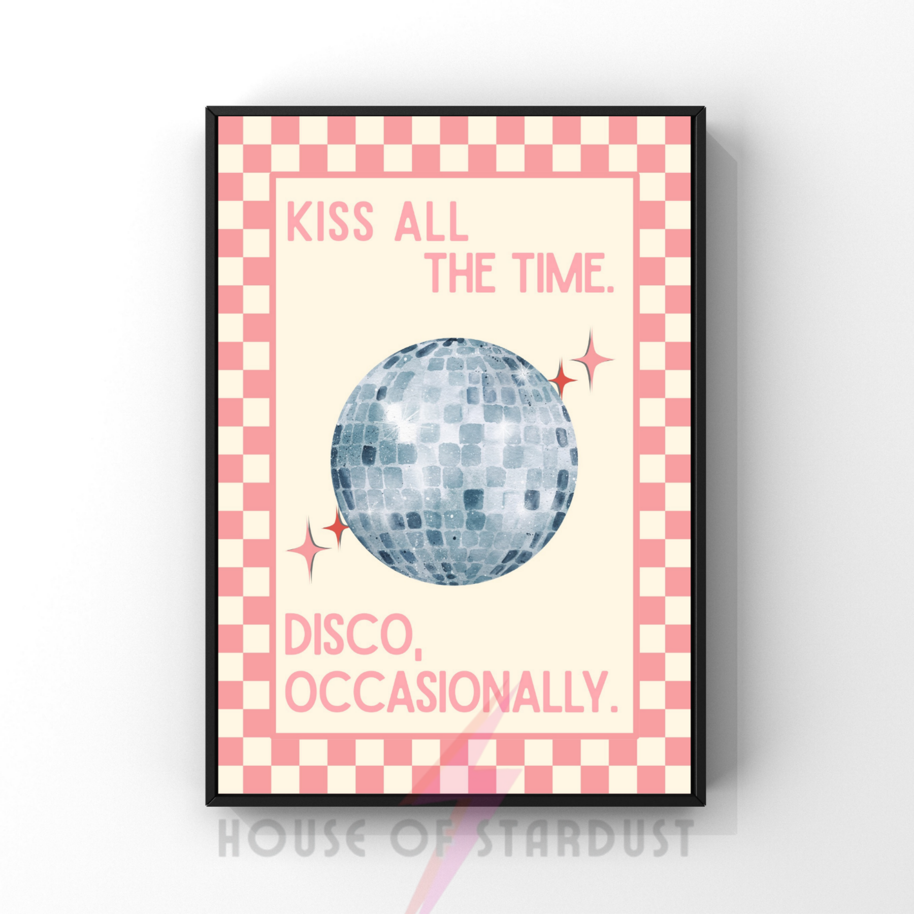 Kiss all the time, disco  | Harry inspired checkerboard pastels collection print