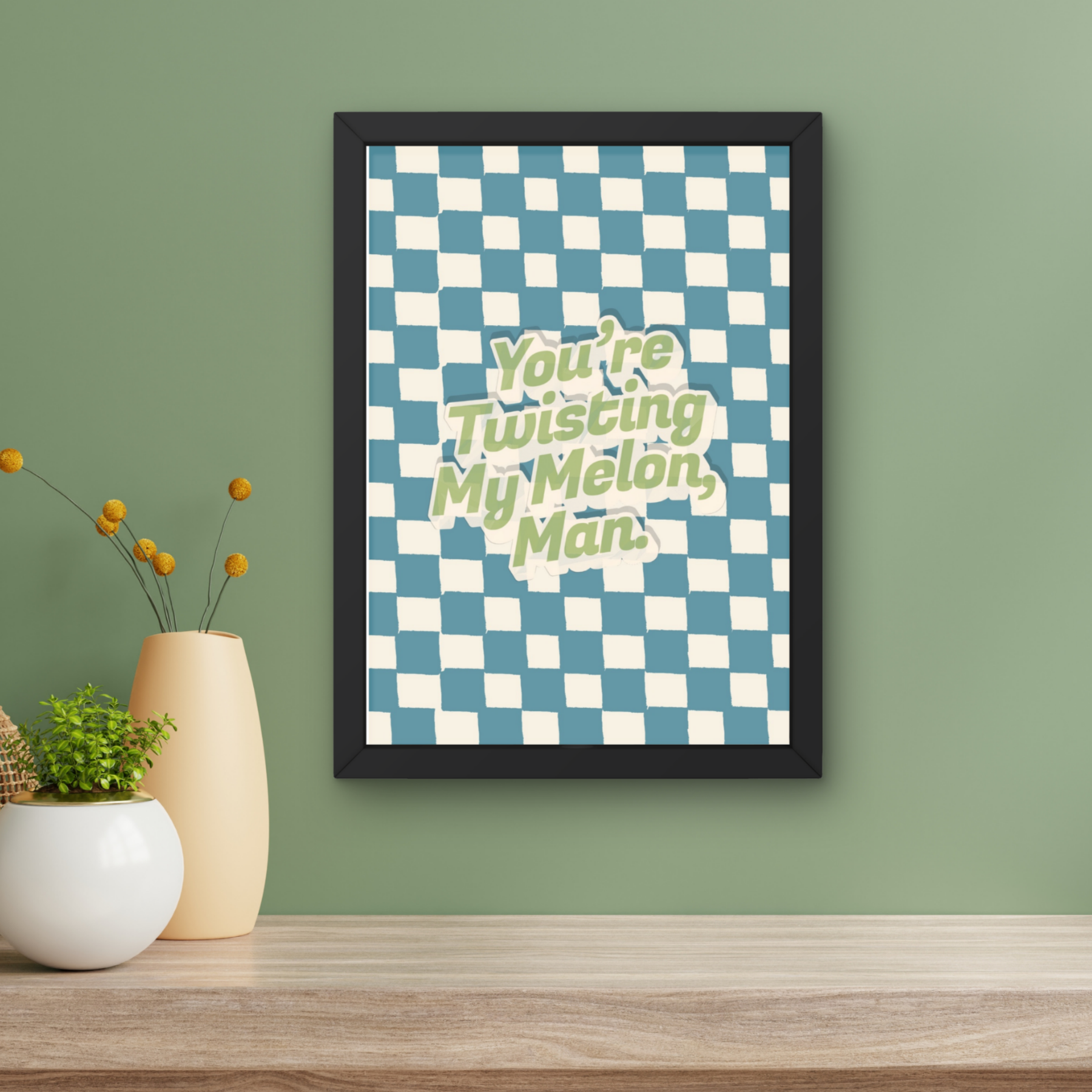 twistin' my melon | happy mondays Inspired checkerboard indie Music Print