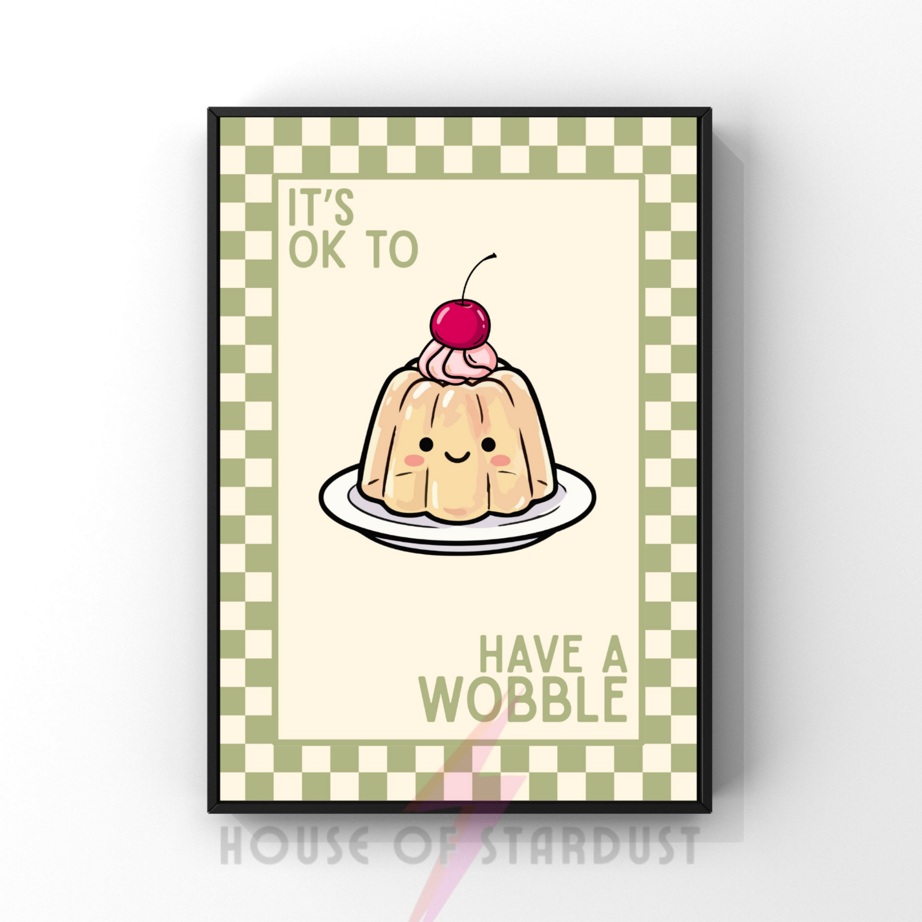 Ok to have a wobble | Kitsch Kitchen checkerboard pastels collection print