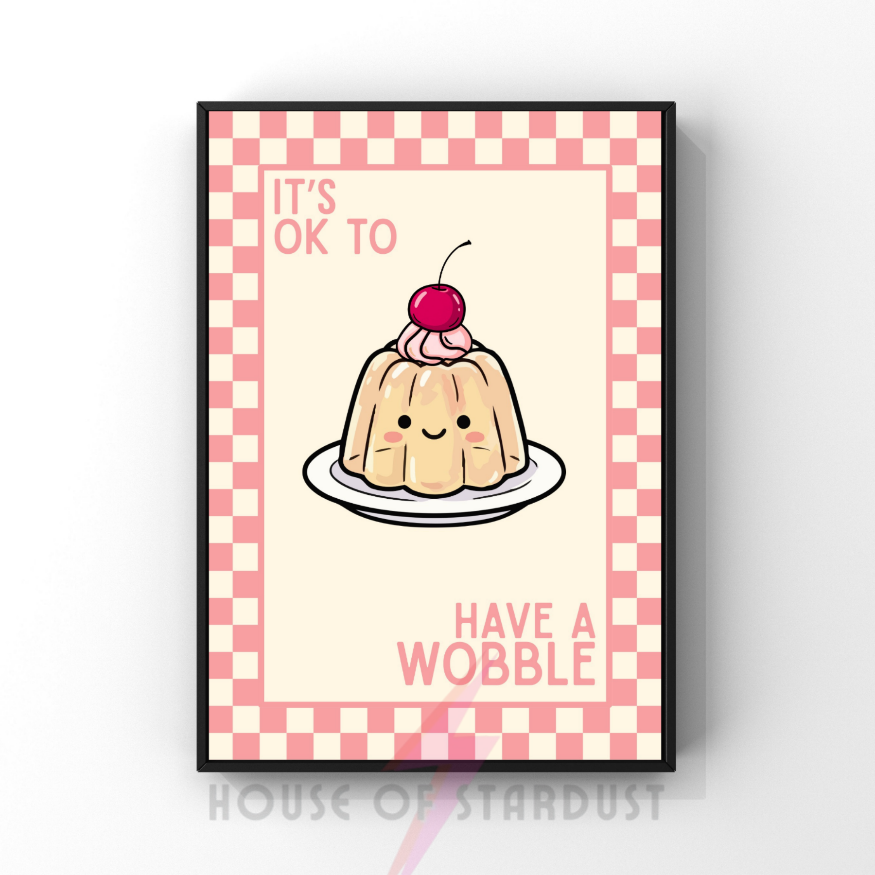 Ok to have a wobble | Kitsch Kitchen checkerboard pastels collection print