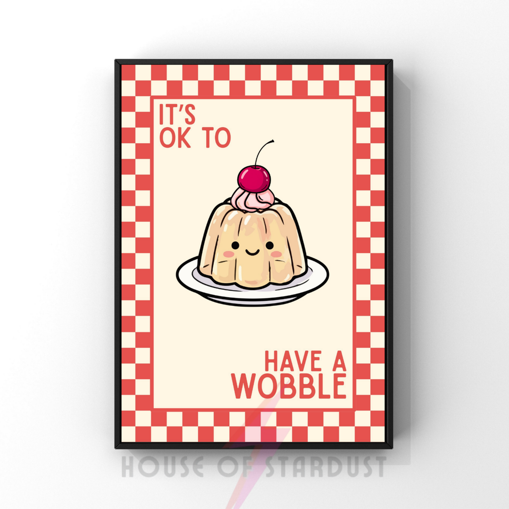 Ok to have a wobble | Kitsch Kitchen checkerboard pastels collection print