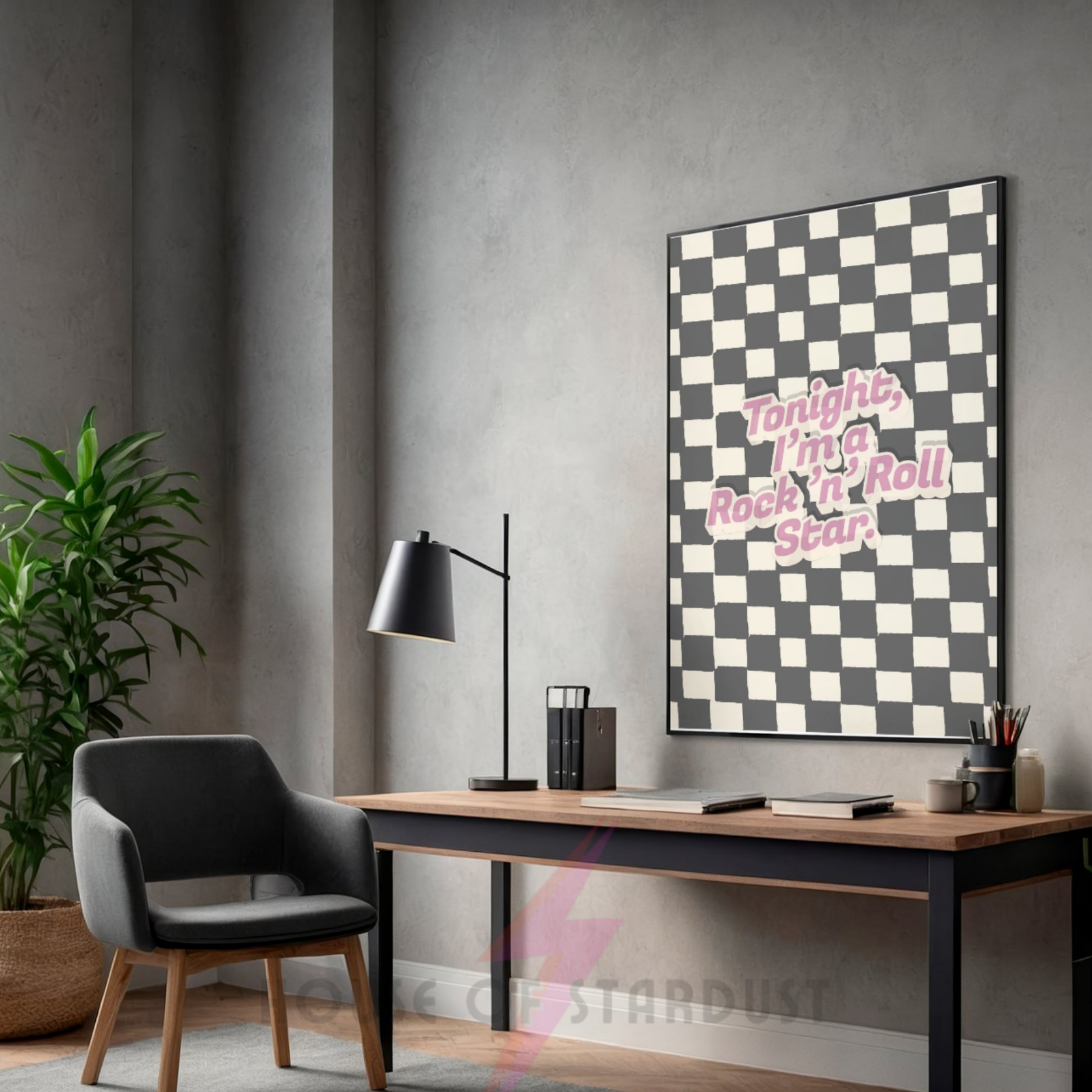 rock n roll star | oasis Inspired checkerboard indie Music Print