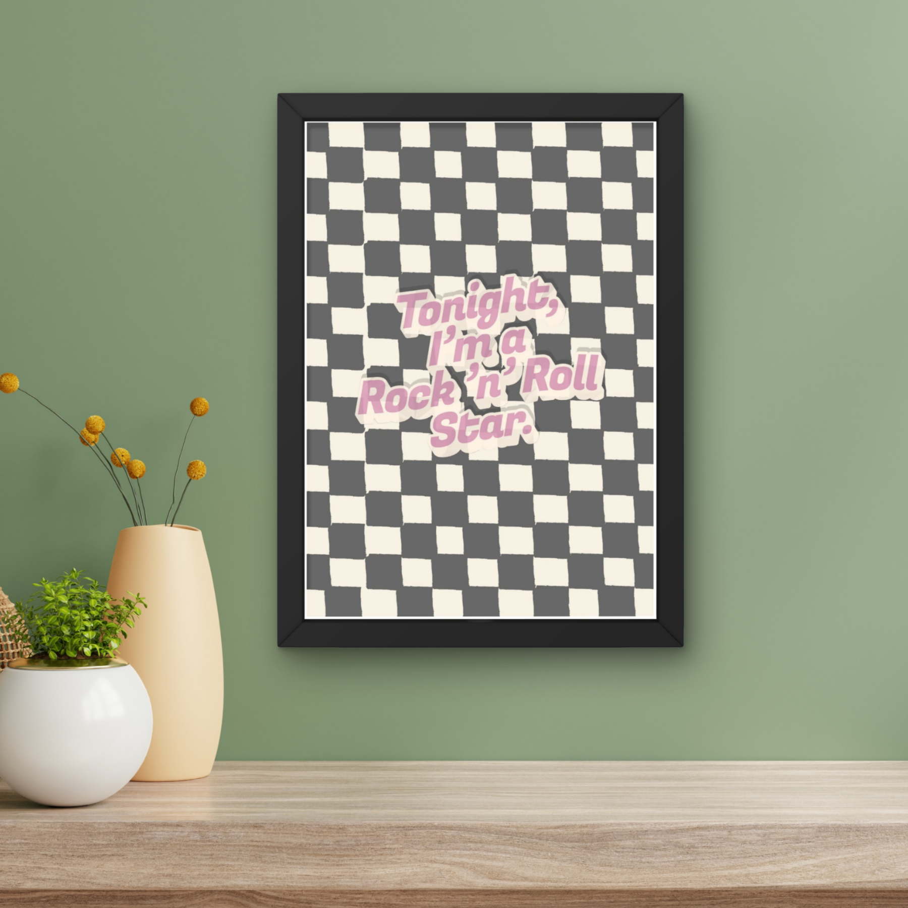 rock n roll star | oasis Inspired checkerboard indie Music Print