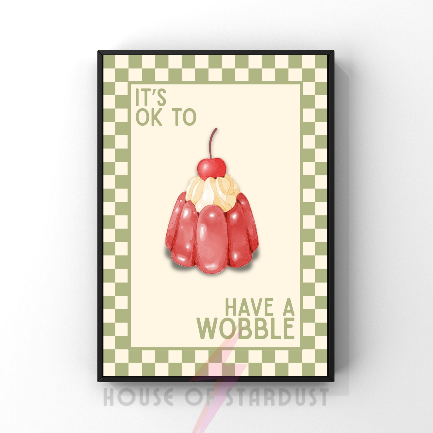 Have a wobble | Kitsch Kitchen checkerboard pastels collection print