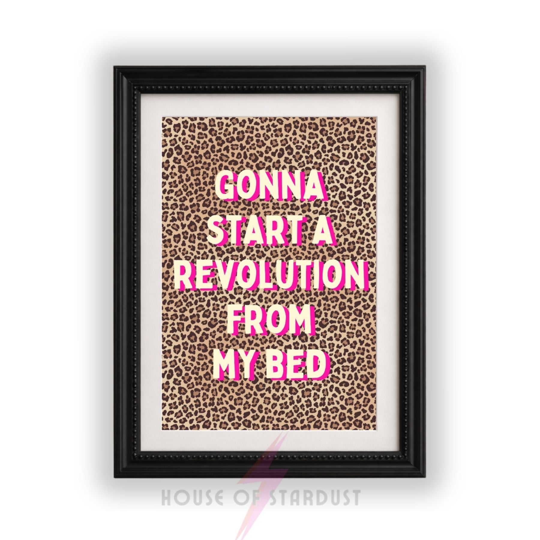 Indie Music Lyric Print | “Gonna Start A Revolution From My Bed” Wall Art poster leopard Maximalist Decor A4 A3 A5 A1 A2