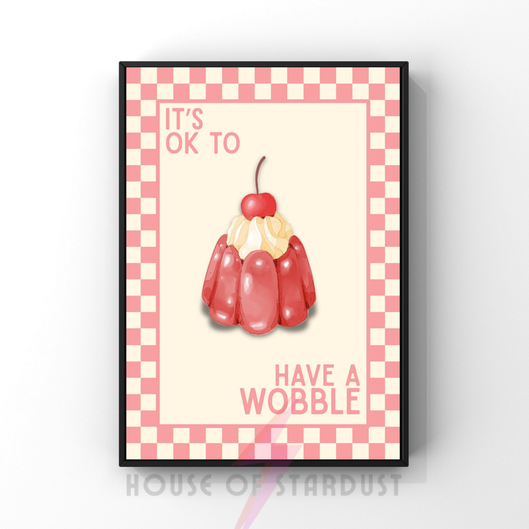 Have a wobble | Kitsch Kitchen checkerboard pastels collection print