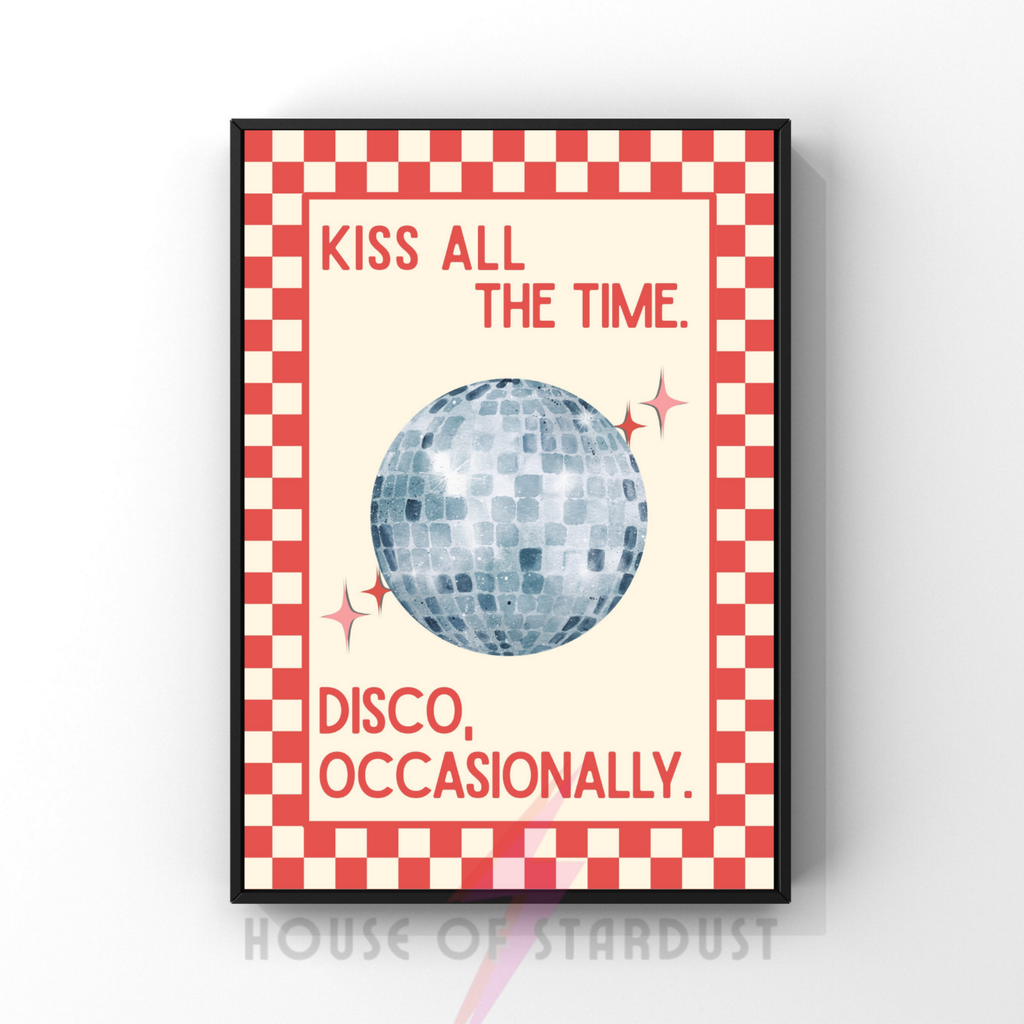 Kiss all the time, disco  |checkerboard pastels collection print