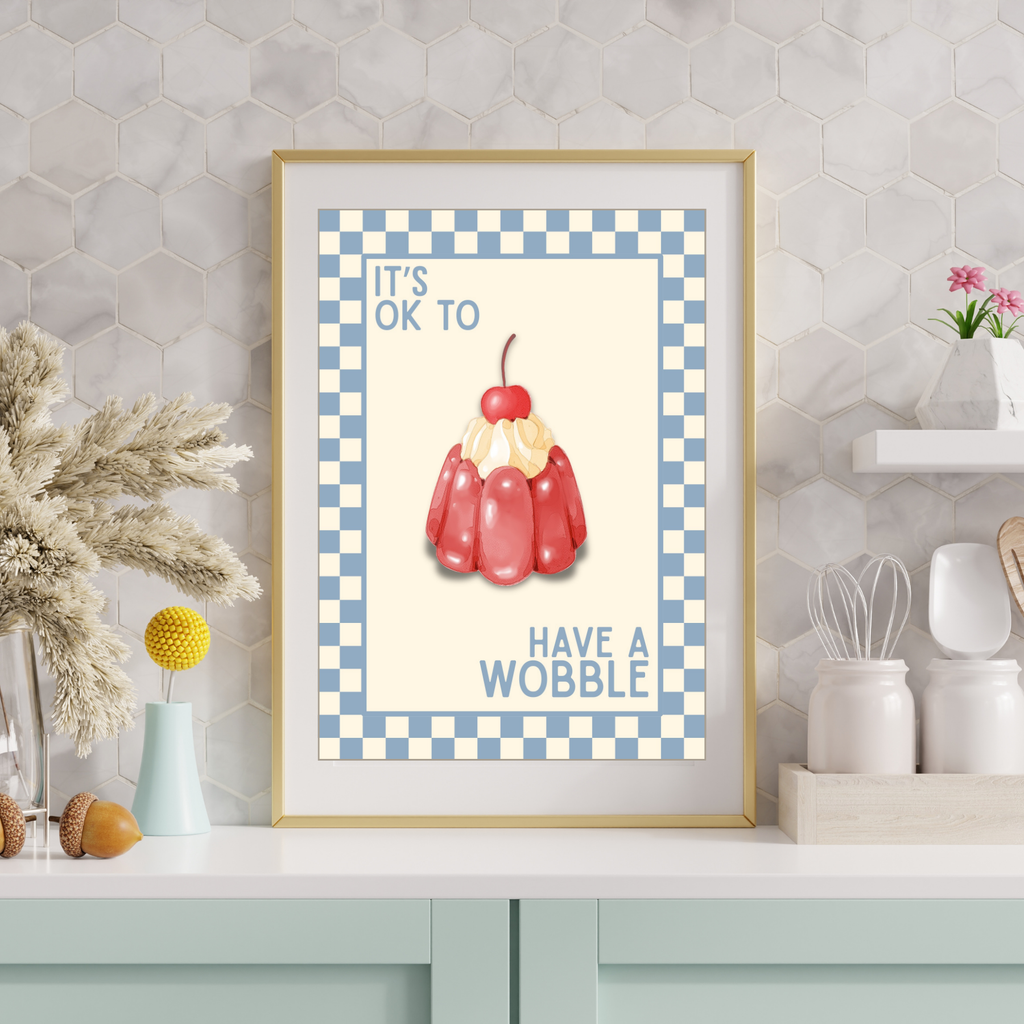 Have a wobble | Kitsch Kitchen checkerboard pastels collection print