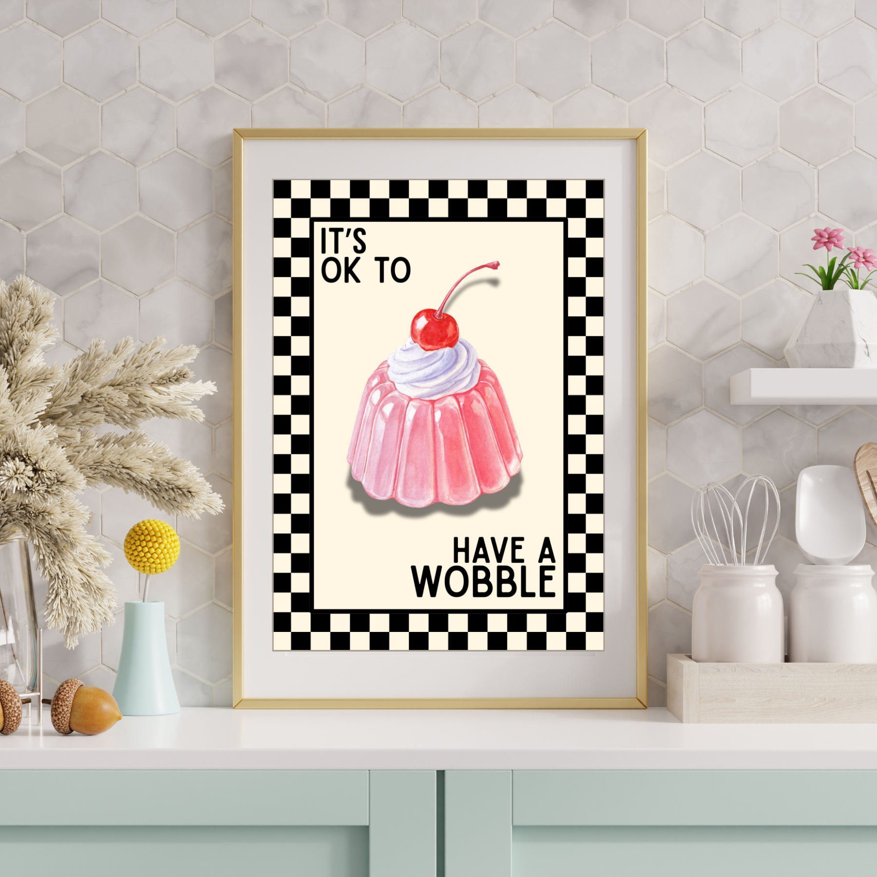 Wobble | Kitsch Kitchen checkerboard retro collection print