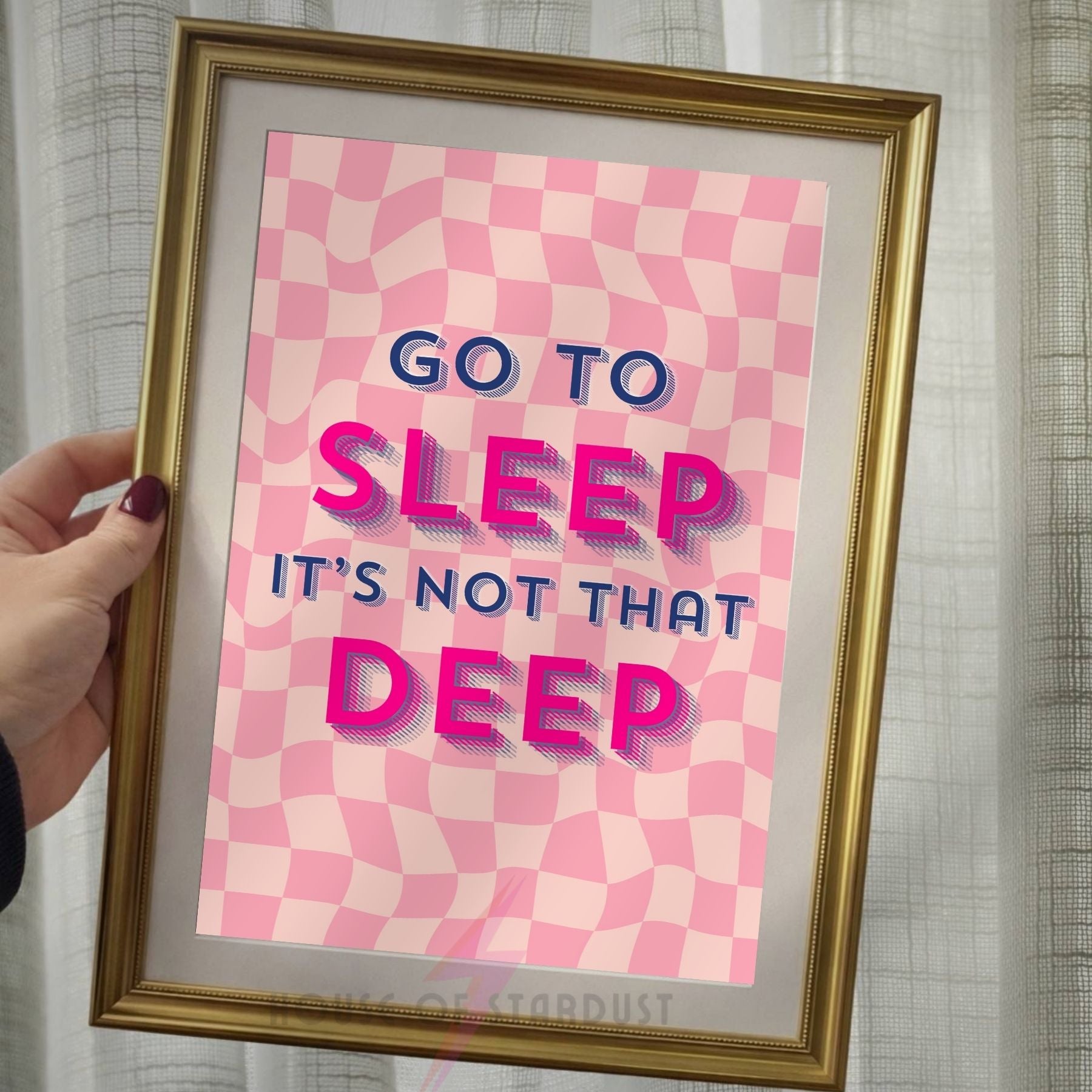 Go To Sleep It's Not That Deep Print | Funny anxiety Bedroom Wall Art | Maximalist Decor A4 A3 A5 A1 A2