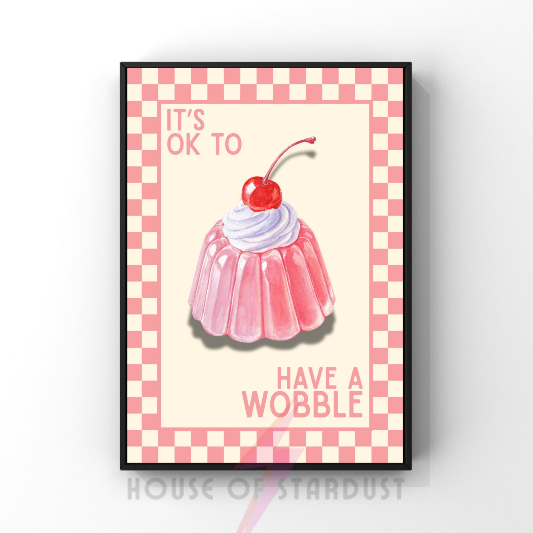 Wobble | Kitsch Kitchen checkerboard pastels collection print