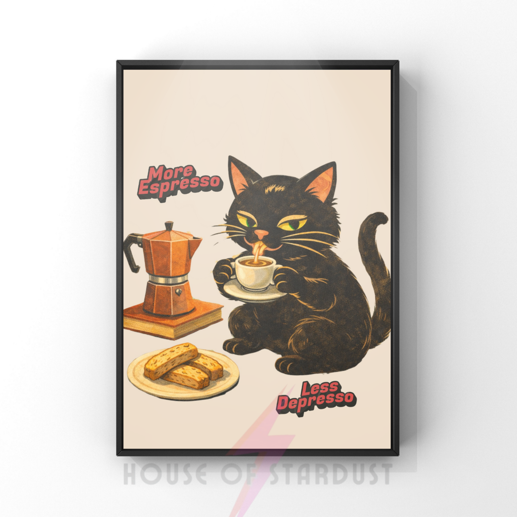More espresso | Mid century kitty Print