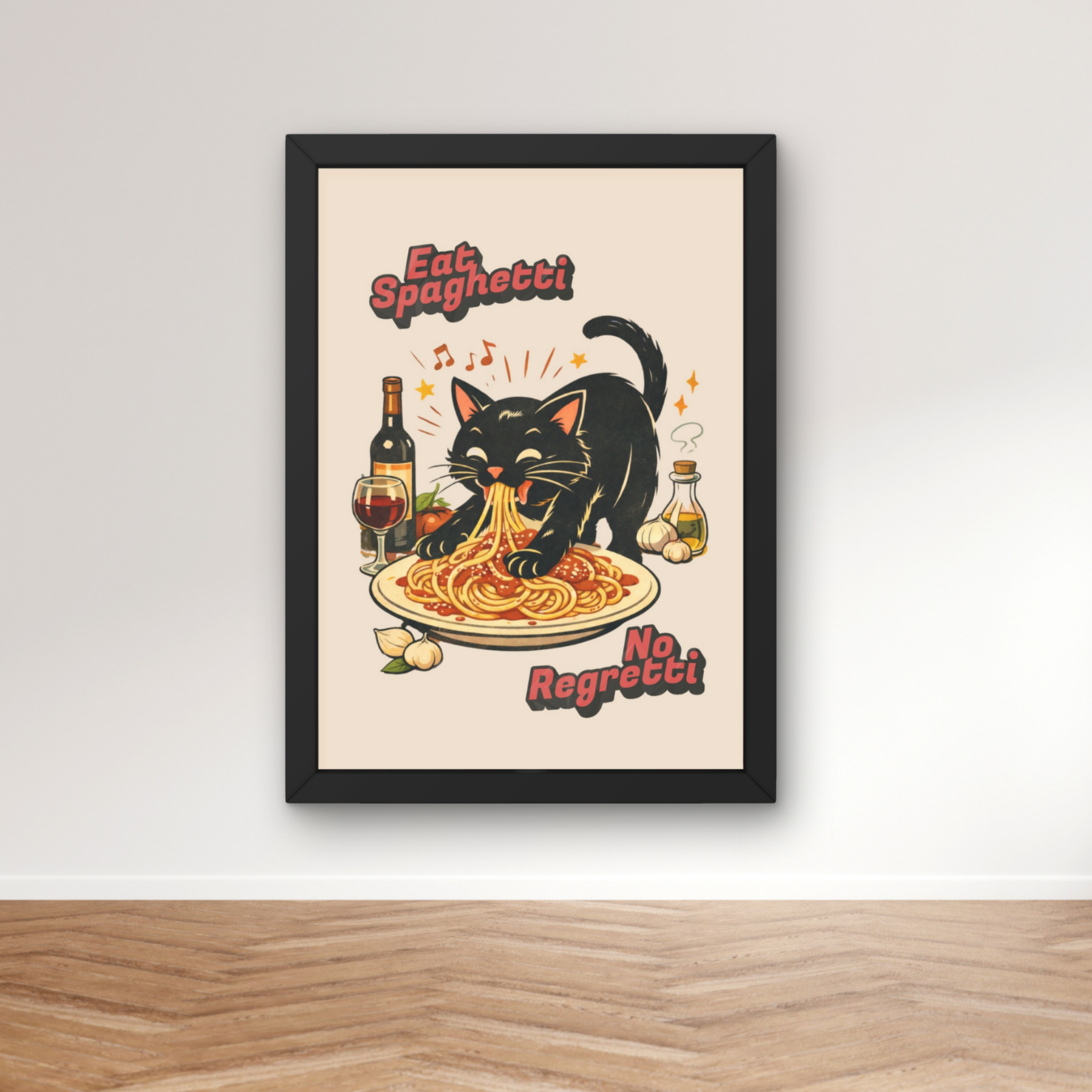 no regretti | Mid century kitty Print
