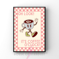 Coffee o'clock | Kitsch Kitchen checkerboard pastels collection print