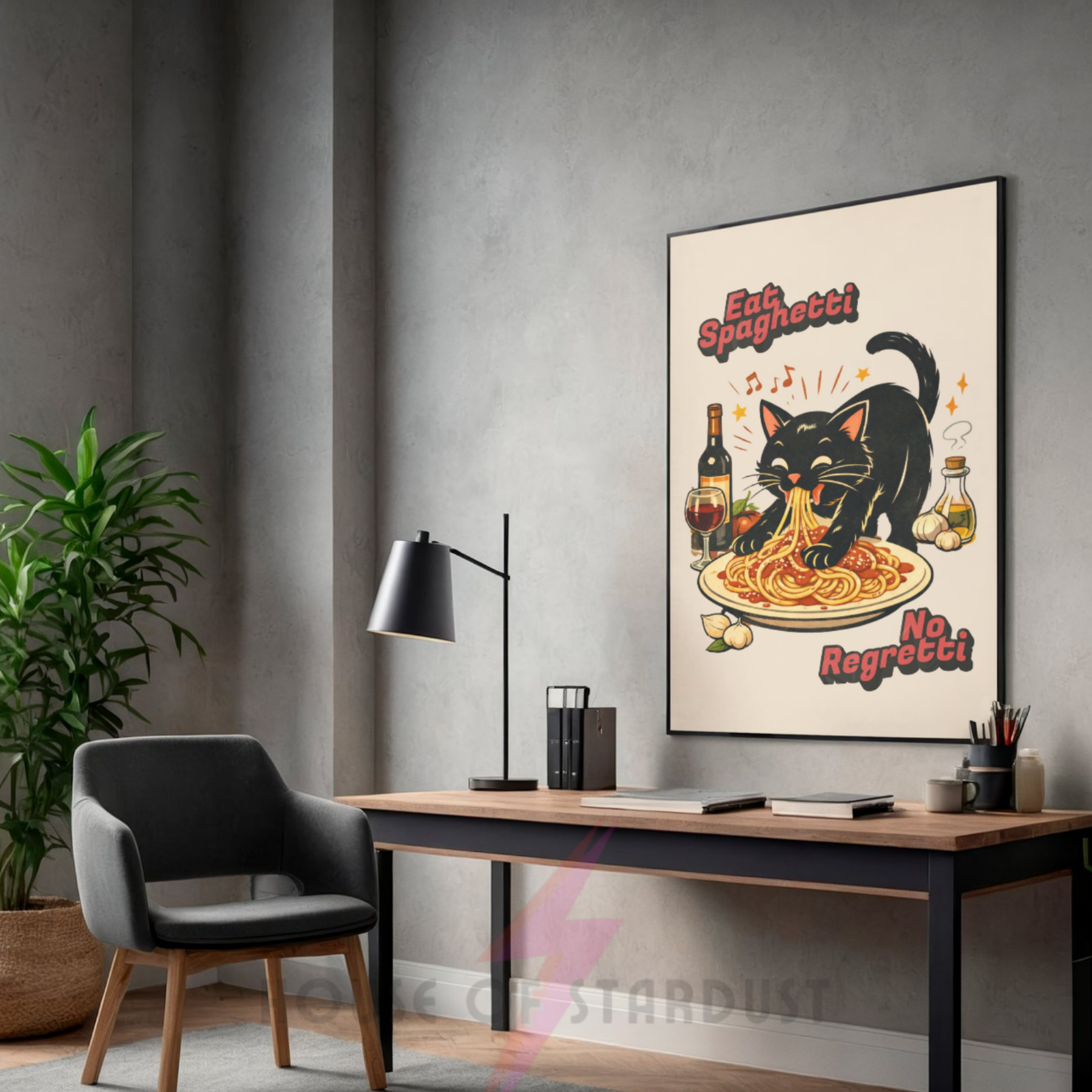 no regretti | Mid century kitty Print