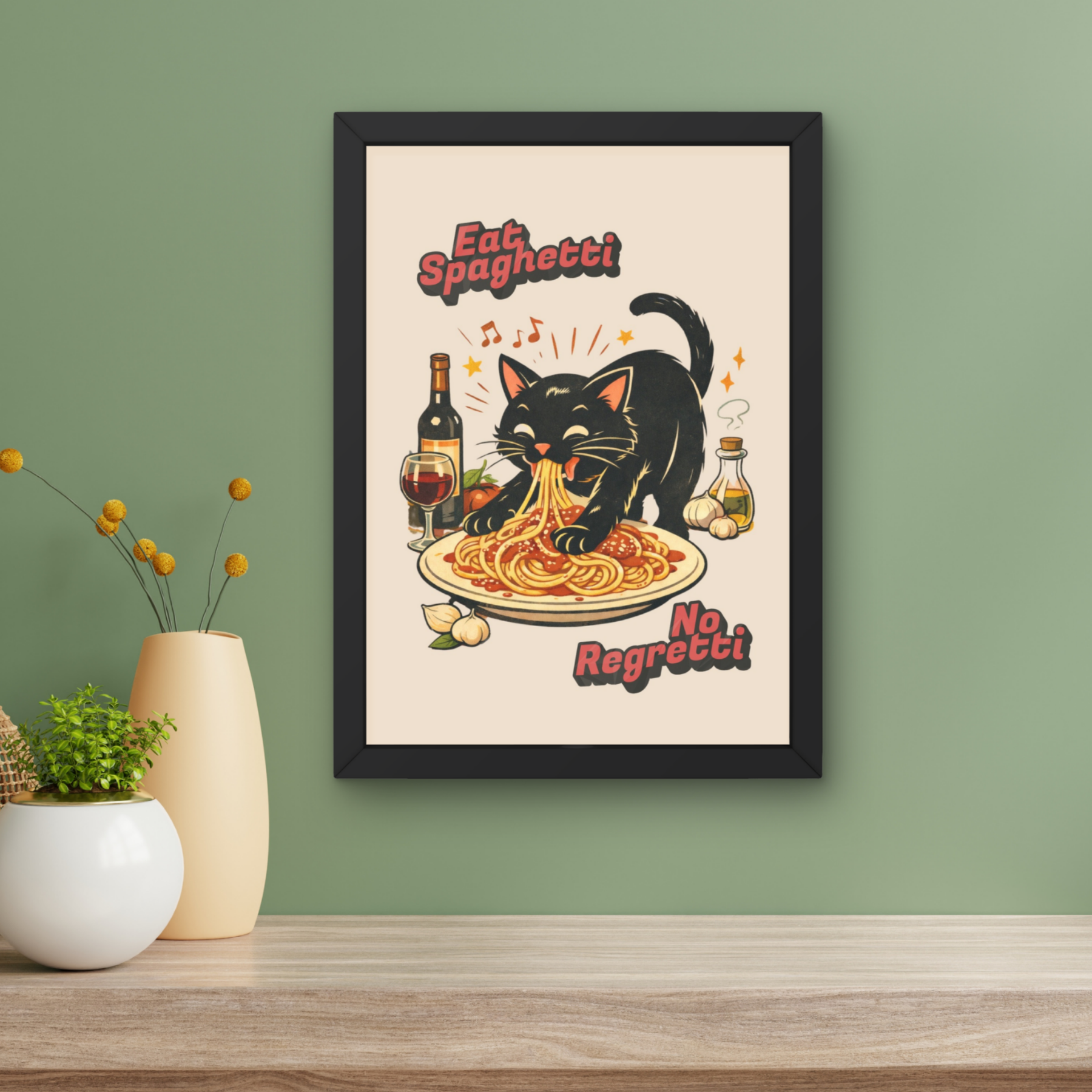 no regretti | Mid century kitty Print