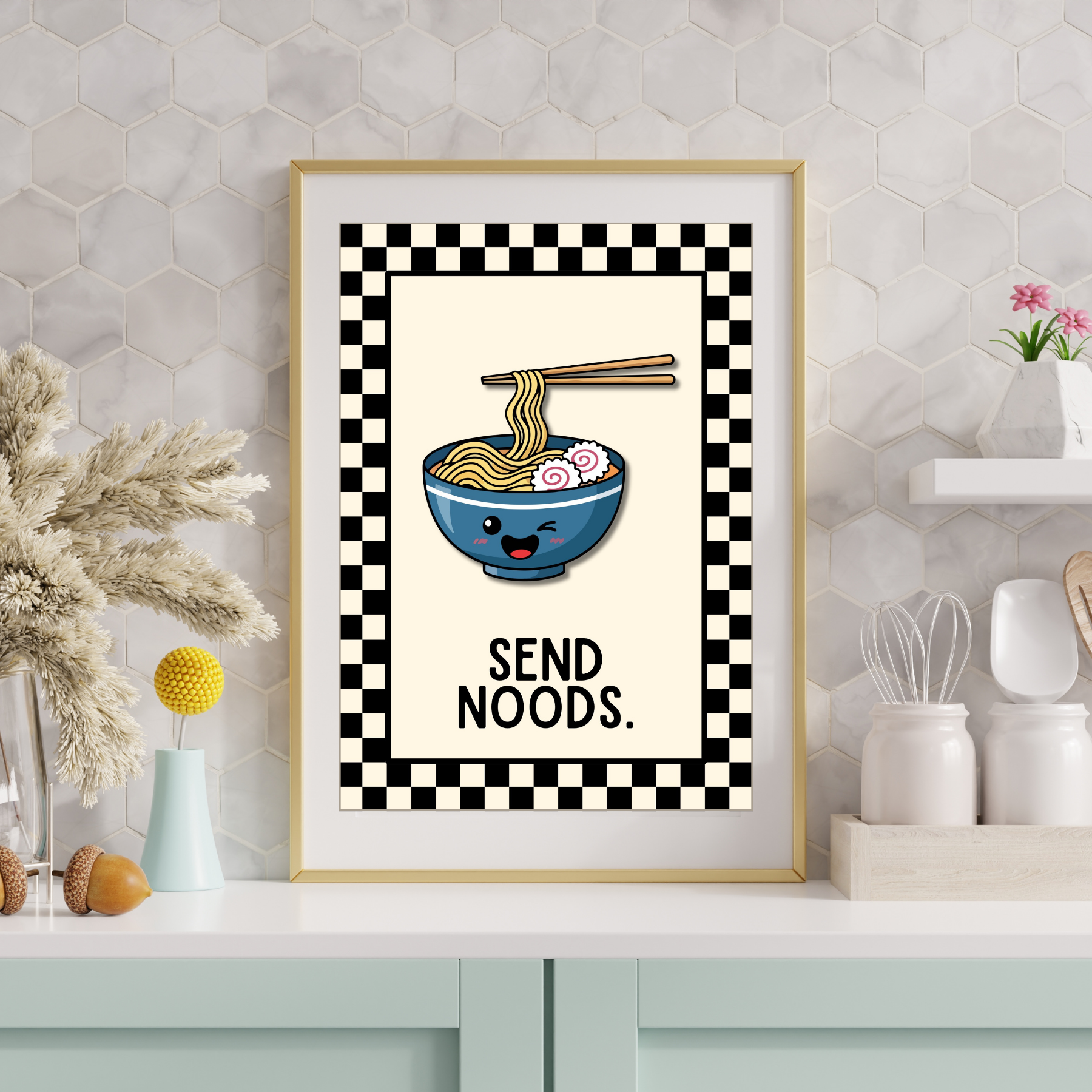 Noods | Kitsch Kitchen checkerboard retro collection print
