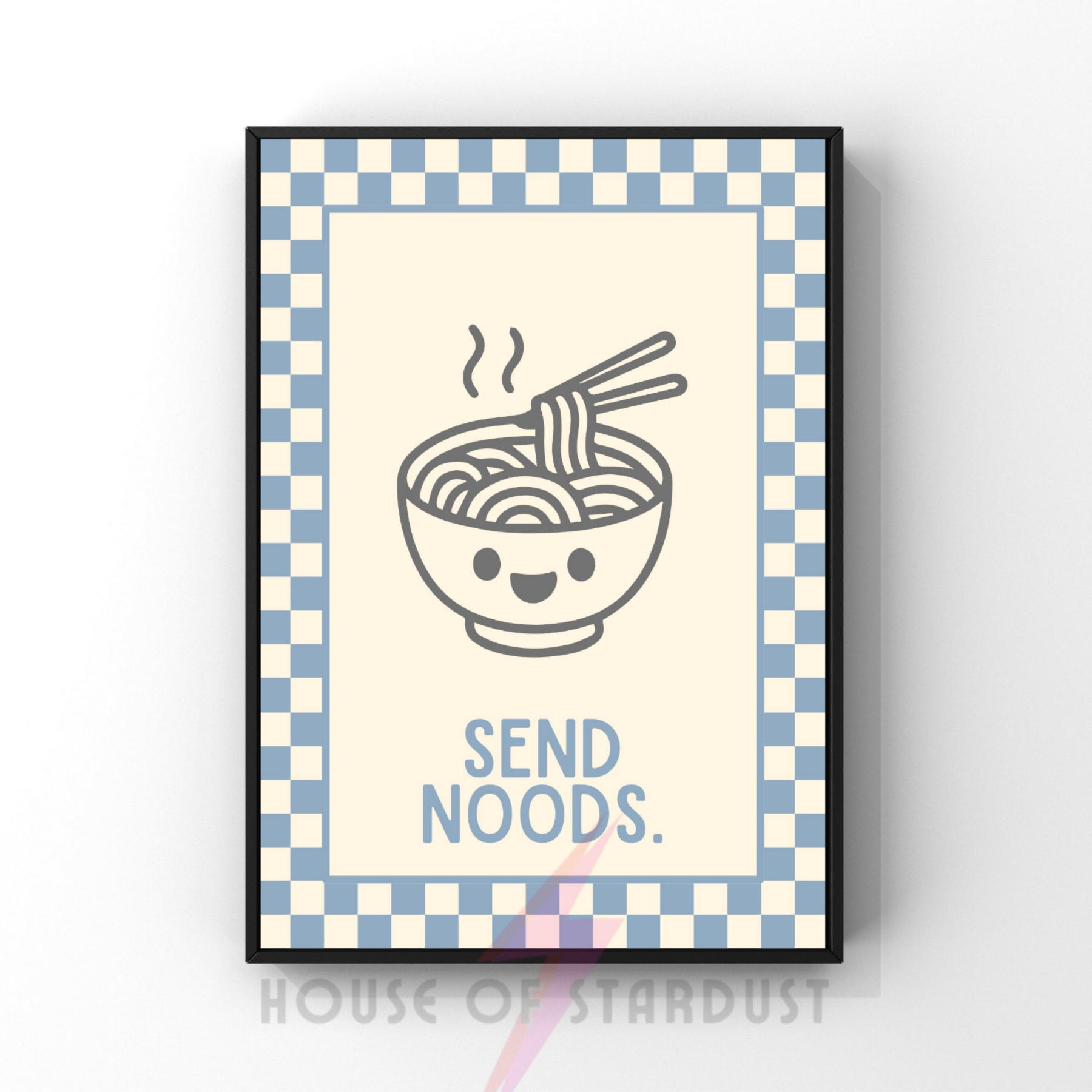 Noods| Kitsch Kitchen checkerboard pastels collection print