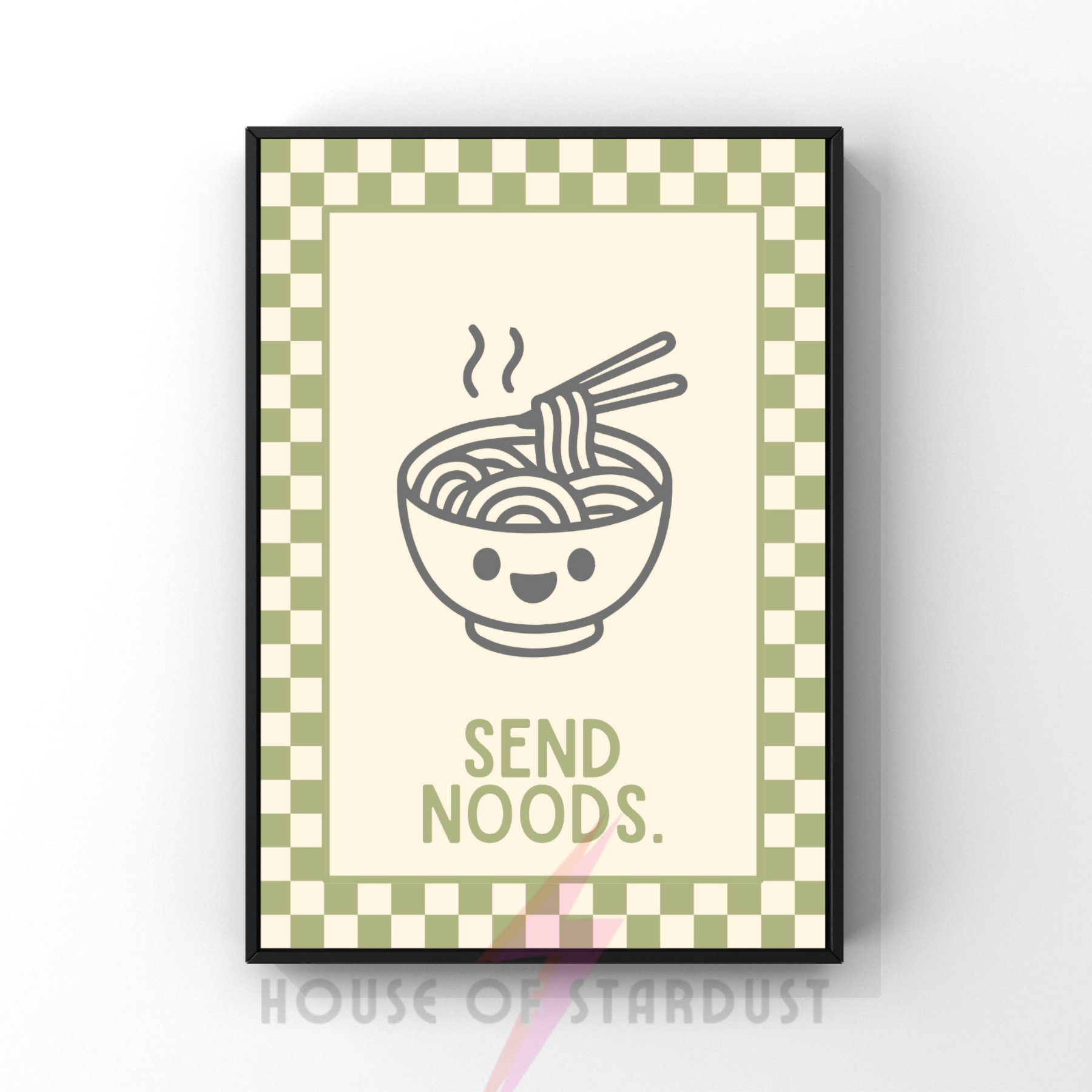Noods| Kitsch Kitchen checkerboard pastels collection print