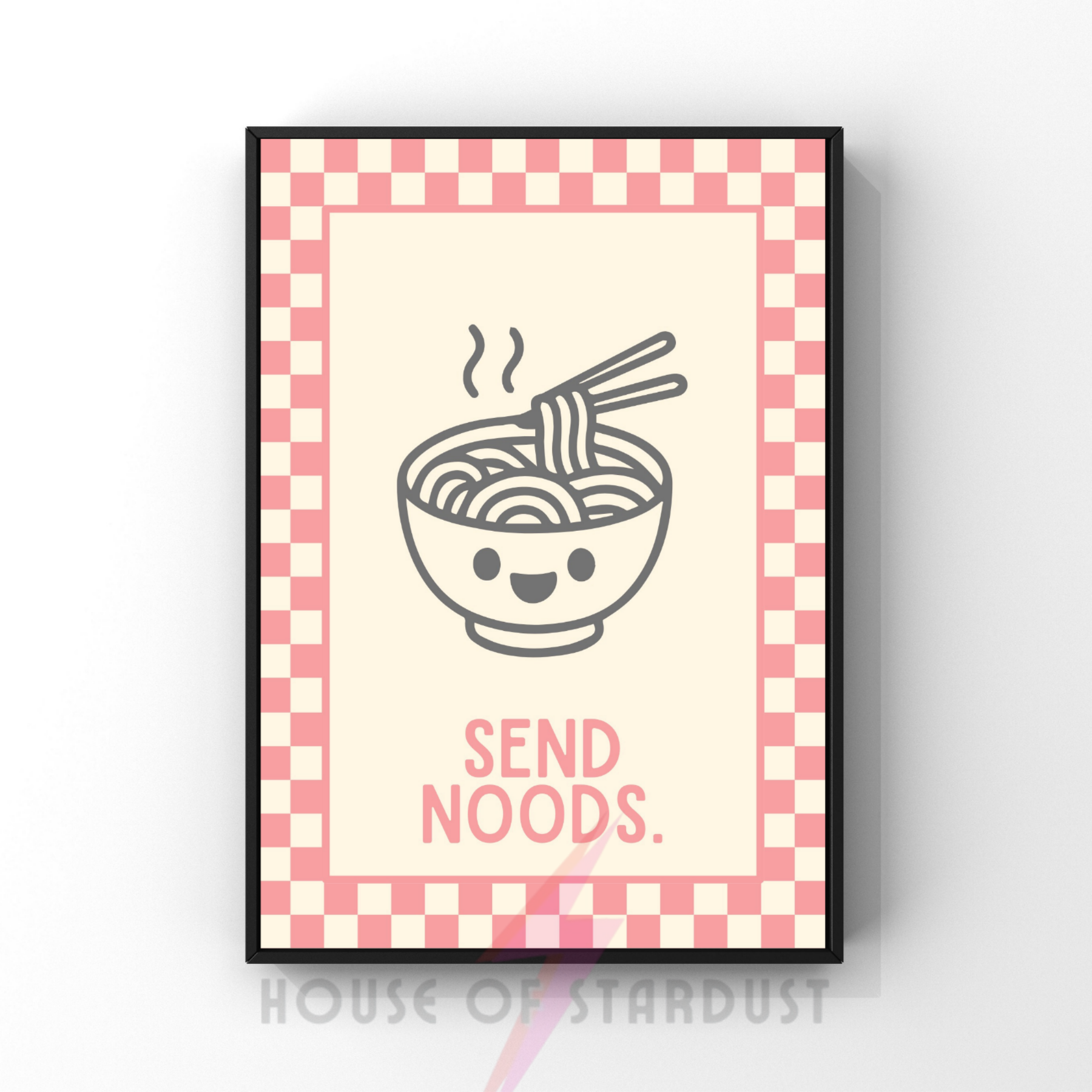 Noods| Kitsch Kitchen checkerboard pastels collection print