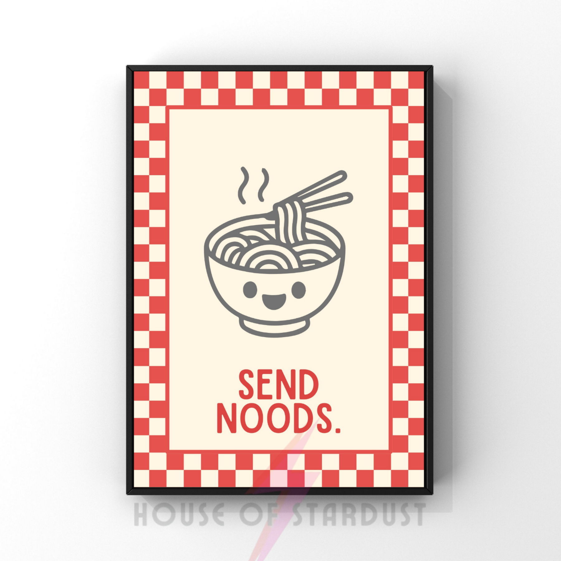 Noods| Kitsch Kitchen checkerboard pastels collection print