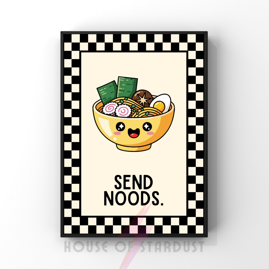 Send Noods| Kitsch Kitchen checkerboard retro collection print