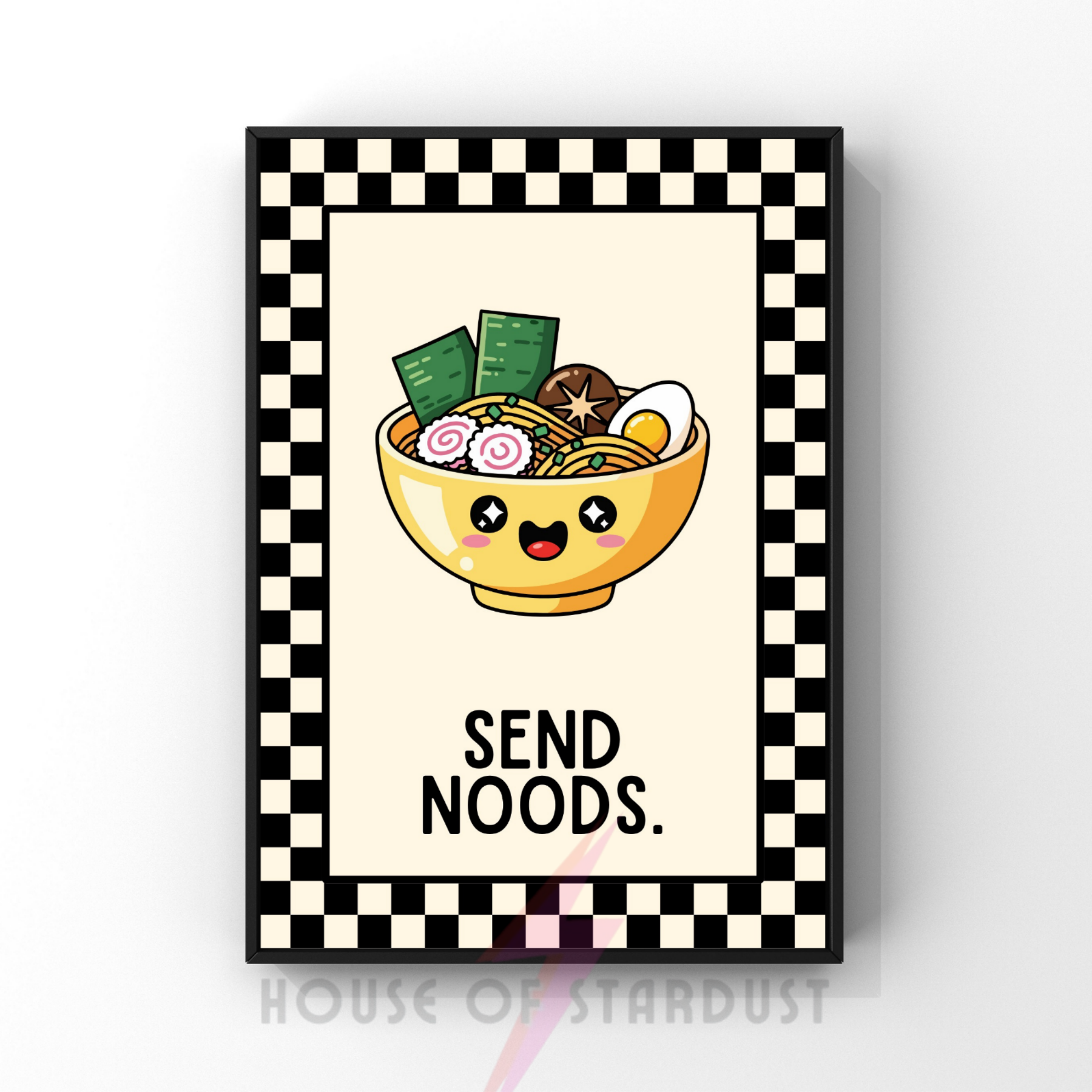 Send Noods| Kitsch Kitchen checkerboard retro collection print